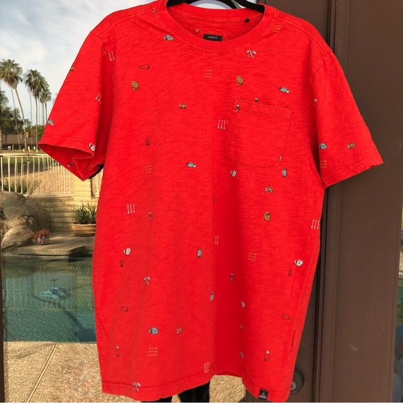 prAna Slim Fit Red Outdoor/Camping Icon Pocket Tee L - Picture 2 of 13